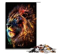 Rompecabezas de 1000 Piezas Juegos educativos Arte neón león Rompecabezas de Madera para Adultos para diversión Familiar y Noches de Juegos 1000 Piezas (75 x 50 cm)