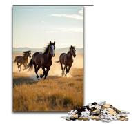 Rompecabezas de 1000 Piezas Juegos educativos Caballos Salvajes Corriendo por la Pradera Rompecabezas de Madera para Adultos para diversión Familiar y Noches de Juegos 1000 Piezas (75 x 50 cm)