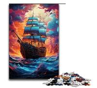 Rompecabezas de 1000 Piezas Juegos educativos Coloridos Rompecabezas de Barco Pirata Espacial psicodélico para Adultos Rompecabezas de Madera para diversión Familiar y Noche de Juegos 75 x 50 cm