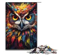 Rompecabezas de 1000 Piezas Juegos educativos Pintura a Color Animales búho Rompecabezas para Adultos Rompecabezas de Papel para diversión Familiar y Noche de Juegos 1000 Piezas (38 x 26 cm)