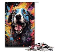 Rompecabezas de 1000 Piezas Juegos educativos psicodelia Colorida de Perros de Ojos Negros Rompecabezas para Adultos Rompecabezas de Madera para una Noche de Juegos Divertida y Familiar 75 x 50 cm