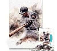 Rompecabezas de 1000 Piezas Jugador de béisbol en Movimiento,Juego, desafío Inteligente,Juego Lento,diversión,Regalo de cumpleaños (38x26cm)