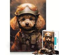 Rompecabezas de 1000 Piezas Juguete Caniche Soldado, Bordes, Juego Cognitivo, Juego Lento, Divertido, Decoración Navideña (38x26cm)