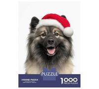 Rompecabezas De 1000 Piezas Keeshond Dog with Santa Hat Rompecabezas Juguetes Antiestrés Decoración De Pared Cumpleaños Y Navidad 70x50cm/1000pcs