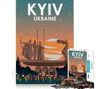 Rompecabezas de 1000 Piezas Kiev,Ucrania,de Noche Corte preciso Juguete Inteligente para el Cerebro Juego Relajante Decoración navideña Arte (38x26cm)