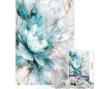 Rompecabezas de 1000 piezas Kintsugi con diseño de flor verde azulado sobre mármol juguetes antiestrés regalos para mujeres y hombres juego de ingenio colección de artistas bellas artes tamaño 50x75cm