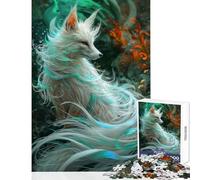 Rompecabezas de 1000 Piezas Kitsune Fox Blanco Juguete antiestrés japonés Regalo de cumpleaños Juego Educativo con Piezas aleatorias Que se entrelazan tamaño 38x26cm