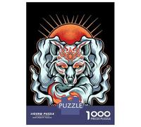 Rompecabezas De 1000 Piezas Kitsune Fox Mask Ink Wash Rompecabezas para Adultos Juegos Relajantes Decoración del Hogar Cumpleaños Y Navidad 70x50cm/1000pcs