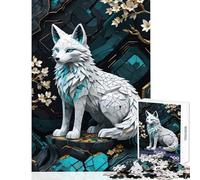 Rompecabezas de 1000 Piezas Kitsune Kintsugi Blanco Juguete Educativo Regalo de Amigo Secreto Juegos relajantes con póster a Juego y Hoja de Trivia tamaño 38x52cm