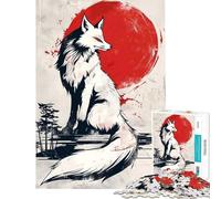 Rompecabezas de 1000 Piezas Kitsune Zorro Japonés Actividades Divertidas en Casa Carrera de Velocidad de Manos Juegos Educativos para Mayores de 14 Años Juego de Rompecabezas Ofrecido (38x52cm)