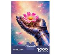 Rompecabezas De 1000 Piezas - Knights Hand Holding A Pink Flower Rompecabezas para Adolescentes Juego Familiar Análisis Y Lógica Trato como Regalos para Toda La Familia 38x26cm/1000pcs