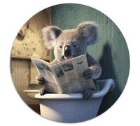 Rompecabezas de 1000 Piezas Koala Leyendo periódico. Rompecabezas Redondo de 1000 Piezas para Adultos, Ideal para decoración del hogar, Entrenamiento Mental y Regalos navideños. 67,5 x 67,5 cm.