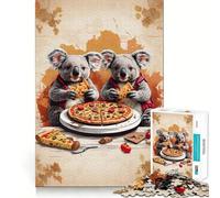 Rompecabezas de 1000 Piezas Koalas Gemelos Comiendo Pizza Juguete artístico Que desafía la Mente Juego Divertido para el Tiempo Libre Regalo Ideal para cumpleaños (38x52cm)