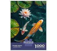 Rompecabezas De 1000 Piezas Koi Fish and Water Lily Rompecabezas para Adultos Juego De Ingenio Análisis Y Lógica Interacción Entre Padres E Hijos 38x26cm/1000pcs