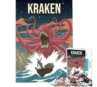Rompecabezas de 1000 piezas Kraken criatura críptida del folclore lámina artística de monstruos juguetes adictivos para cultivar la paciencia juegos divertidos decoración perfecta regalo de cumpleaños