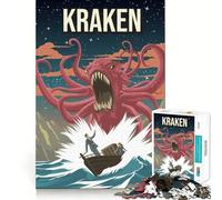 Rompecabezas de 1000 Piezas Kraken,Criatura críptida,Monstruo del folclore,lámina artística de Corte preciso,Juguete para desarrollar la Capacidad cognitiva,diversión para el Tiempo Libre,Regalo