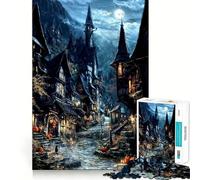 Rompecabezas de 1000 Piezas La Aldea de Las Brujas para Adultos Juguete Mental Relajante y Divertido Corte Premium Regalo de cumpleaños 38x52cm