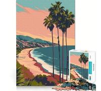Rompecabezas de 1000 Piezas LA Beach Sunset Art Tight Fit Play Focus Training Fun Chill Time Xmas Leisure Gift (50x75cm)