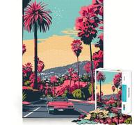 Rompecabezas de 1000 Piezas LA Evening Vaporwave Fine Joint Fun Problem Solving Toy Quiet Game Time Xmas Decor Gift (50x75cm)