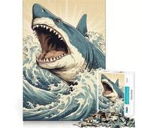 Rompecabezas de 1000 Piezas La Gran Ola de Tiburones de Japón para Adultos Juguete de lógica aguda para el hogar y el Ocio Regalo sincero 38x26cm