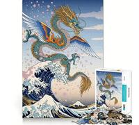 Rompecabezas de 1000 Piezas La Gran Ola del Dragón Alado Juego para ejercitar la Mente artesanía experta en Corte pasatiempo Fascinante para Momentos de Ocio (38x52cm)