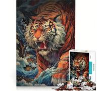 Rompecabezas de 1000 Piezas La Gran Ola del Tigre Juguetes para armar Actividades Familiares con Piezas de Formas aleatorias Que encajan Perfectamente 38x52cm