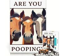Rompecabezas de 1000 Piezas La invasión del baño del Caballo para Adultos Juguete de ingenio para divertirse en Interiores Arte de Bordes precisos Coleccionable 38x26cm