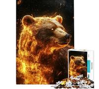 Rompecabezas de 1000 Piezas La Majestad del Oso Llameante para Juegos educativos desafíos Juguetes Juegos Familiares Mejora la Memoria Excelentes Regalos y Juguetes (tamaño 75x50cm)