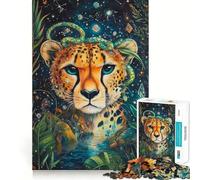 Rompecabezas de 1000 Piezas La Mirada Celestial del Guepardo Juego de articulación Actividad Cerebral Juego Divertido y Relajante Regalo de decoración navideña (50x75cm)