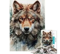 Rompecabezas de 1000 Piezas La Mirada de un Lobo furioso Rompecabezas para Adolescentes Difícil Cada Pieza es única Juguetes Juegos educativos 50x75cm