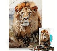 Rompecabezas de 1000 Piezas La Mirada del León para Adolescentes Juguete de lógica Fuerte para Relajarse Bordes definidos Regalo Sorpresa de cumpleaños 38x52cm