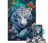 Rompecabezas de 1000 Piezas La Mirada del Tigre de la Jungla Juguetes adictivos para Cultivar la Paciencia Juego Educativo para la diversión Familiar Ideas de Regalos (tamaño 38x52cm)