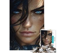 Rompecabezas de 1000 Piezas La Mirada intensa de una guerrera Juguetes adictivos para Cultivar la Paciencia Juego Educativo Alivia el estrés Regalo de cumpleaños (Tamaño 50x75cm)