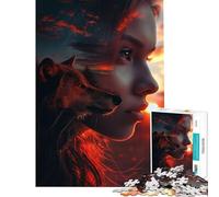 Rompecabezas de 1000 Piezas La niña y el Lobo para Juegos educativos Juguete desafiante Divertido y con Humor Un Gran Regalo para los Amantes de los Juegos (tamaño 38x26cm)