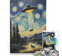 Rompecabezas de 1000 Piezas La Noche del rapto OVNI de Van Gogh, decoración de Pared, Juguete para Reducir el estrés, 38x52cm