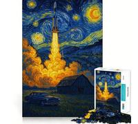 Rompecabezas de 1000 Piezas La Noche Estrellada Lanzamiento de Cohete para Adultos Juguete Intelectual para Relajarse y divertirse Pieza de Arte 38x26cm