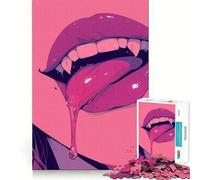 Rompecabezas de 1000 Piezas Labios de Vampiro para Adolescentes Juego de Memoria Mental Cierre Seguro Sin Piezas Sueltas Ideal para Viajar Juego para ejercitar la Mente (50x75cm)