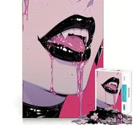 Rompecabezas de 1000 Piezas Labios de Vampiro para Adolescentes Juego Que estimula el Cerebro Encaje Huecos Actividad Relajante para Grupos en Interiores (50x75cm)