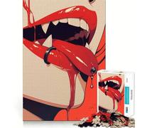 Rompecabezas de 1000 Piezas Labios de Vampiro para Adultos Juego Mental Divertido con tecnología Avanzada de Corte láser Un Reto entretenido para Pasar el Tiempo (50x75cm)