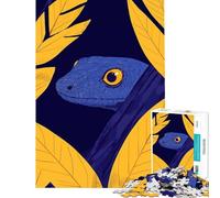 Rompecabezas de 1000 Piezas Lagarto Azul Entre follaje Juego Educativo Que desafía la Inteligencia Cerebral Juguetes adictivos Regalos de Amigo Invisible Regalo de cumpleaños (Tamaño 50x75cm)