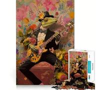 Rompecabezas de 1000 Piezas Lagarto con Esmoquin y Guitarrista, diseño de Bordes Finos, Ideal para desarrollar la Mente, Relajarse y Disfrutar de la Navidad Regalo artístico (50x75cm)