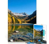 Rompecabezas de 1000 Piezas Lago Alpino en otoño para Adultos Diversión Garantizada Corte láser Tiempo de relajación y Ejercicio Mental en casa (38x26cm)