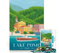 Rompecabezas de 1000 Piezas Lago como Italia Viajes Corte Exacto Juego Inteligente Juguete Mental Juego Relajante Tiempo Arte Navideño Exhibición (38x26cm)