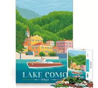 Rompecabezas de 1000 Piezas Lago de como Italia Viajes Juego de Mesa y entretenido para Resolver Problemas Juguete de Entretenimiento para Momentos tranquilos Decoración navideña Regalo 50x75cm