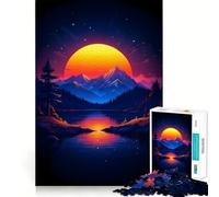 Rompecabezas de 1000 Piezas Lago de montaña al Atardecer para Adultos Juguete de lógica Mental Alivia la tensión Corte Firme 38x52cm