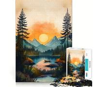 Rompecabezas de 1000 Piezas Lago de montaña al Atardecer para Adultos Regalo Ideal para quienes Buscan un Juego de lógica, un Entretenimiento Tranquilo y un diseño Elegante 38x26cm
