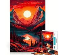 Rompecabezas de 1000 Piezas Lago de montaña al Atardecer para Adultos y Adolescentes Mejora la Memoria Ligero y Relajante Corte preciso Un Regalo Encantador 50x75cm