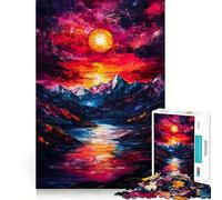 Rompecabezas de 1000 Piezas Lago de montaña al Atardecer para Adultos y Adolescentes Mejora la Memoria Ligero y Relajante Corte preciso Un Regalo Encantador 50x75cm