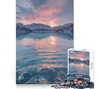 Rompecabezas de 1000 Piezas Lago de montaña en Tonos Pastel al Amanecer Aguas turquesas y Picos nevados para Adultos Juguete para Fortalecer la lógica Divertido y Elegante (38x26cm)