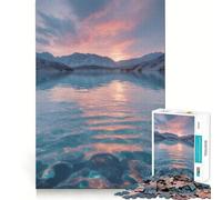 Rompecabezas de 1000 Piezas Lago de montaña en Tonos Pastel al Amanecer Aguas turquesas y Picos nevados para Adultos Juguete para Fortalecer la lógica Divertido y Elegante Regalo